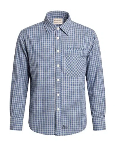 Carrer Man Shirt Slate Blue Size S Cotton