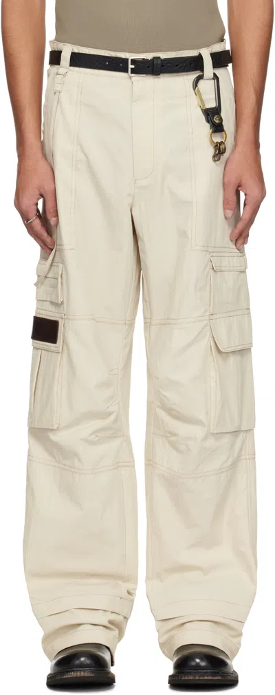 Carrer Off-white Light Cobalt Cargo Pants In Ecru