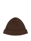 Carrer Oria Ribbed Beanie Hat In Brown