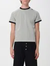 Carrer Crewneck T-shirt In Cotton Blend With Contrast Logo In Gray