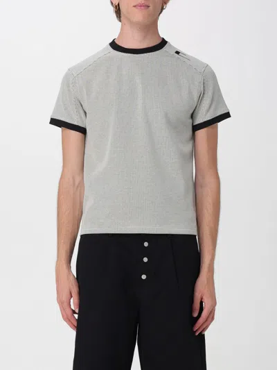 Carrer Crewneck T-shirt In Cotton Blend With Contrast Logo In Gray