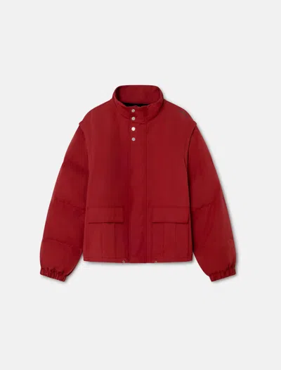 Carrer Zip-off Sleeve Mini Jacket For Fall In Red