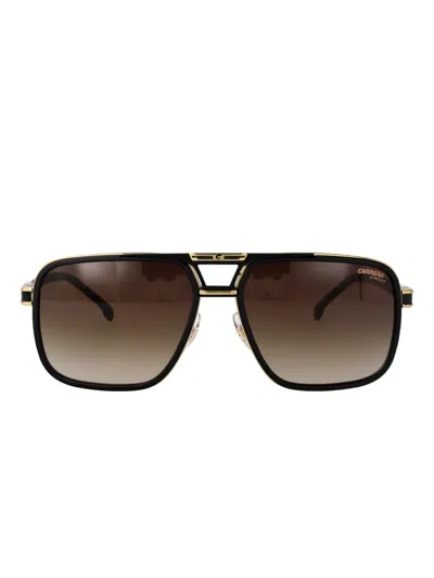 Carrera Rectangular Metal Aviator Sunglasses With Double Bridge In Black