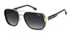 Carrera Rectangular Double Bridge Sunglasses, 58mm In Black Gold