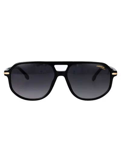 Carrera Rounded Acetate Aviator Sunglasses With Double Bridge In Black