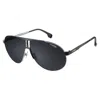 Carrera Unisex Panamerika65 Ruthenium Frame Gray Polarized Aviator Sunglasses In Black