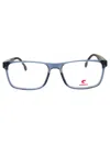 Carrera Rectangle-frame Glasses In Blue Grey/clear Demo Lens
