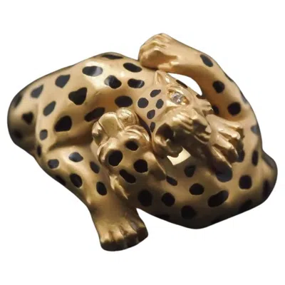 Pre-owned Carrera Estate  Y  Two Leopard 18k Yellow Gold Diamond Ring - Vhk#943a
