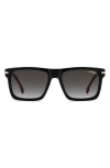 Carrera Eyewear 55mm Gradient Rectangular Flat Top Sunglasses In Black