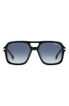 Carrera Eyewear 55mm Gradient Square Sunglasses In Stripe Black/ Blue Shaded