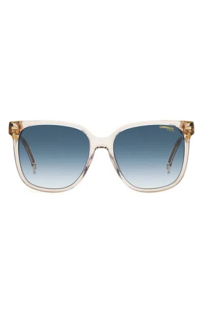 Carrera Eyewear 55mm Rectangular Sunglasses In Beige/blue Shaded