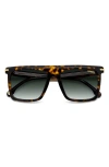 Carrera Eyewear 56mm Gradient Rectangular Flat Top Sunglasses In Havana/green Shaded