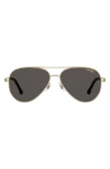 Carrera Eyewear 58mm Aviator Sunglasses In Gold Black/gray Polar