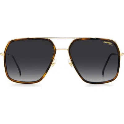 Carrera Eyewear 59mm Gradient Rectangle Aviator Sunglasses