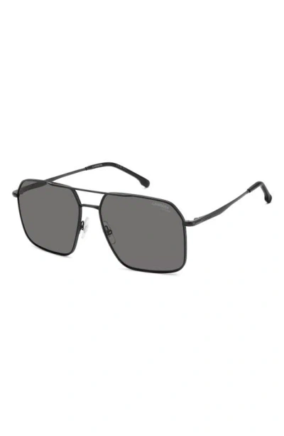 Carrera Eyewear 59mm Polarized Aviator Sunglasses In Matte Black/ Gray Polar