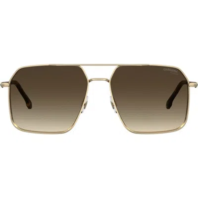 Carrera Eyewear 59mm Polarized Gradient Square Sunglasses In Gold Brown Havana/brown Polar