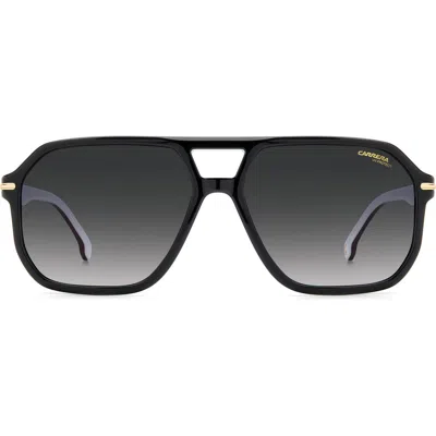 Carrera Eyewear 59mm Rectangular Sunglasses In Black/grey Shaded