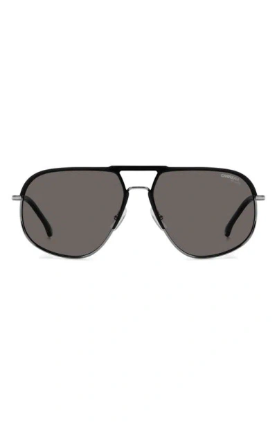 Carrera Eyewear 60mm Aviator Sunglasses In Matte Black/ Gray Polar