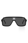 Carrera Eyewear 60mm Gradient Polarized Rectangular Sunglasses In Dark Gray Black/ Gray Polar