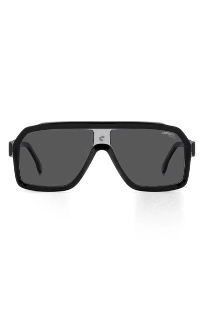 Carrera Eyewear 60mm Gradient Polarized Rectangular Sunglasses In Dark Gray Black/ Gray Polar