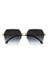 Carrera Eyewear 60mm Gradient Rectangular Sunglasses In Gold Teal/dark Grey