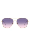 Carrera Eyewear 60mm Gradient Square Sunglasses In Gold Crystal/mauve Pink