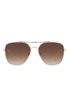 Carrera Eyewear 60mm Gradient Square Sunglasses In White Copper Gold/brown