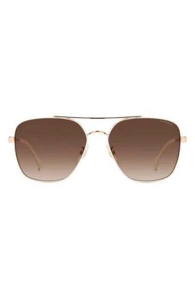 Carrera Eyewear 60mm Gradient Square Sunglasses In White Copper Gold/brown