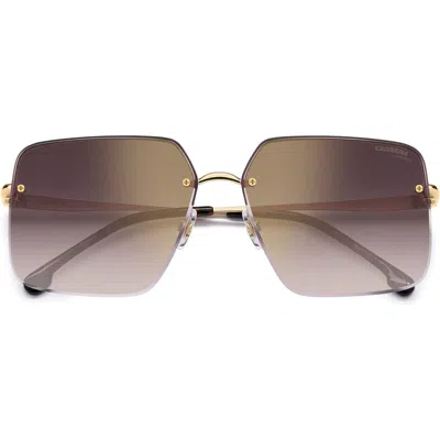 Carrera Eyewear 61mm Rimless Rectangular Sunglasses In Gold/gold Havana