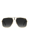 Carrera Eyewear 62mm Oversize Gradient Navigator Sunglasses In Black Gold/grey Shaded