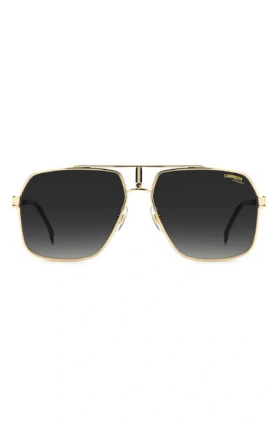 Carrera Eyewear 62mm Oversize Gradient Navigator Sunglasses In Black Gold/grey Shaded