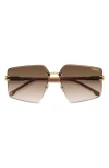 Carrera Eyewear 63mm Square Oversized Gradient Rimless Square Geometric Sunglasses In Gold Ivory/brown Sf