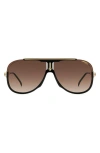 Carrera Eyewear 64mm Oversize Aviator Sunglasses In Black Gold/brown Gradient