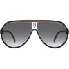 Carrera Eyewear 64mm Oversize Gradient Aviator Sunglasses In Black Red/grey Shaded