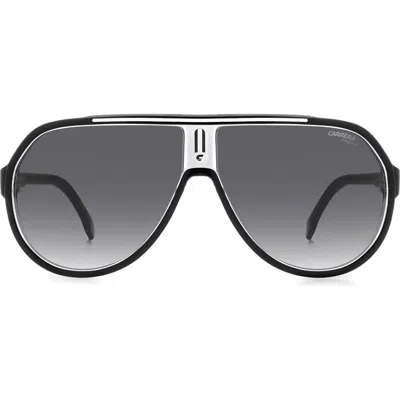 Carrera Eyewear 64mm Oversize Gradient Aviator Sunglasses In Black White/grey Shaded