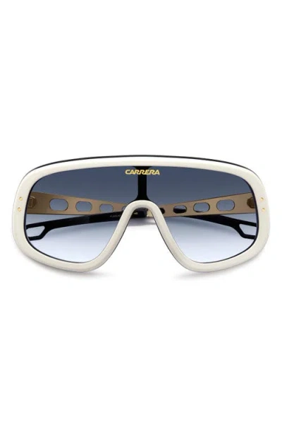 Carrera Eyewear 99mm Flaglab 17 99mm Shield Sunglasses In White Gold/dk Blue Sf