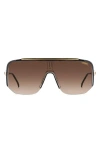 Carrera Eyewear 99mm Oversize Shield Sunglasses In Black Gold/brown Gradient