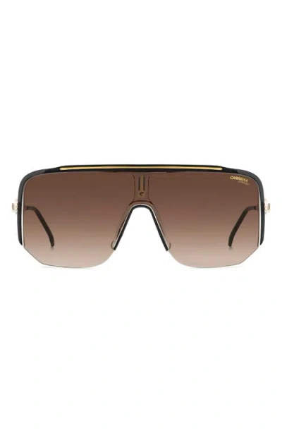 Carrera Eyewear 99mm Oversize Shield Sunglasses In Black Gold/brown Gradient