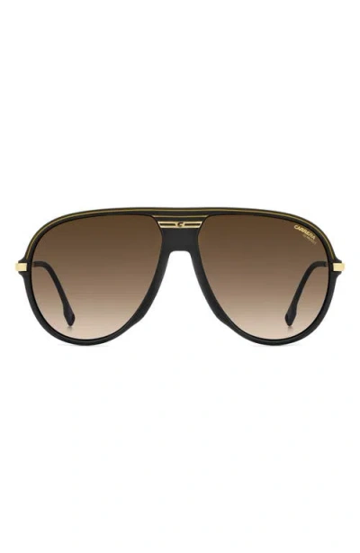Carrera Eyewear C Sport 61mm Gradient Shield Sunglasses In Black Gold/black Brown Green