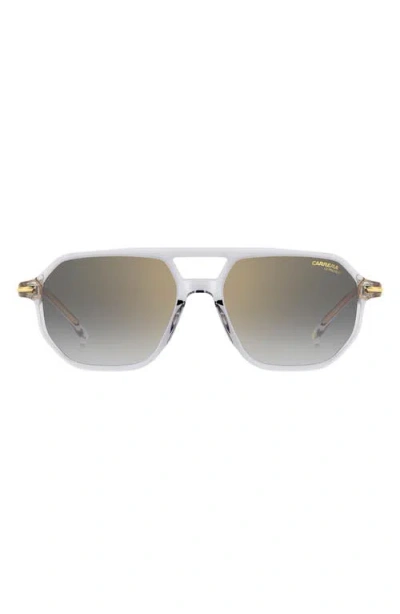 Carrera Eyewear Carrera 54mm Rectangular Sunglasses In Grey Gold/grey Sf Gd Sp