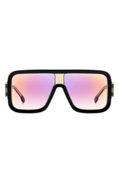 Carrera Eyewear Flaglab 14 62mm Gradient Oversize Square Shield Sunglasses In Black Crystal/ Multi Violet