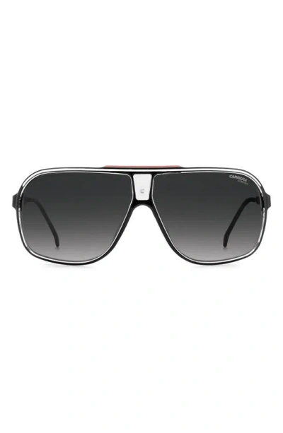 Carrera Eyewear Grand Prix 64mm Polarized Navigator Sunglasses In Black Red/ Grey Shaded