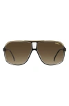 Carrera Eyewear Grand Prix 64mm Polarized Navigator Sunglasses In Havana Black/ Brown Grad