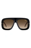 Carrera Eyewear Special Edition Flaglab 18 57mm Gradient Square Shield Sunglasses In Black Gold/brown Sf