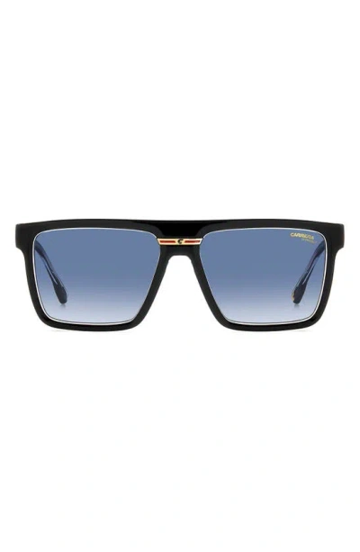 Carrera Eyewear Victory 58mm Gradient Flat Top Sunglasses In Black Crystal/ Blue Shaded