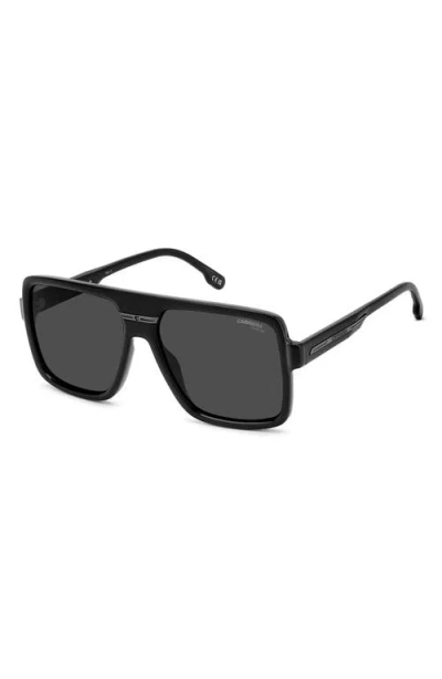 Carrera Eyewear Victory 58mm Rectangular Flat Top Sunglasses In Ruthenium Black/grey Polar