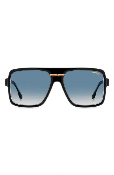 Carrera Eyewear Victory 59mm Gradient Rectangular Flat Top Sunglasses In Black Crystal/dark Blue