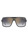 Carrera Eyewear Victory 59mm Gradient Rectangular Flat Top Sunglasses In Grey/grey