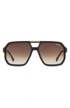 Carrera Eyewear Victory 60mm Gradient Aviator Sunglasses In Matte Black/ Brown Shaded Ar