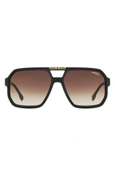 Carrera Eyewear Victory 60mm Gradient Aviator Sunglasses In Matte Black/ Brown Shaded Ar